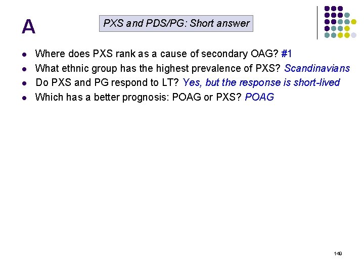 A l l PXS and PDS/PG: Short answer Where does PXS rank as a