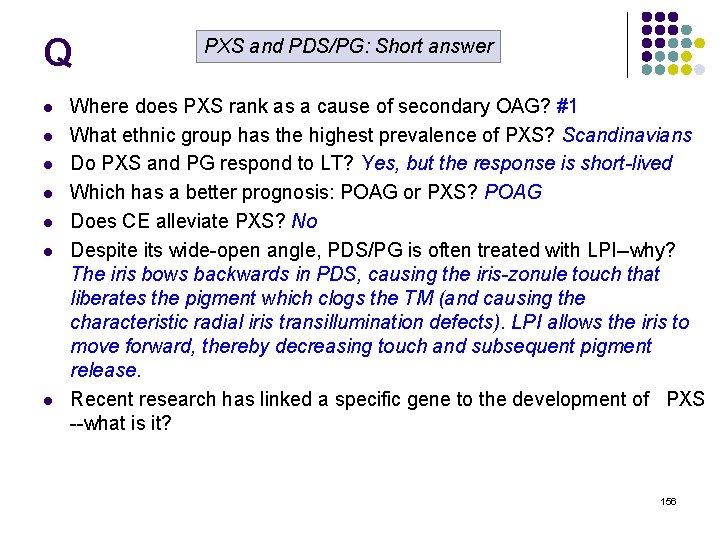 Q l l l l PXS and PDS/PG: Short answer Where does PXS rank