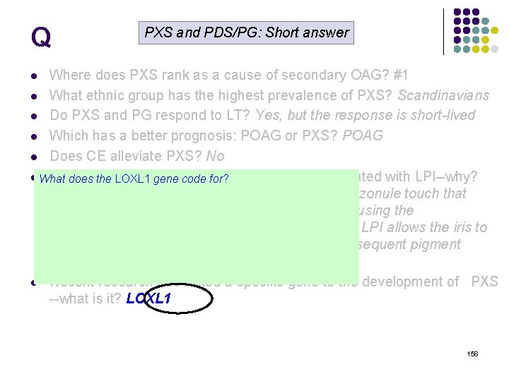 Q PXS and PDS/PG: Short answer Where does PXS rank as a cause of