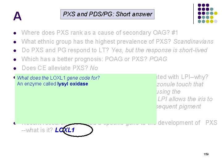 A PXS and PDS/PG: Short answer Where does PXS rank as a cause of
