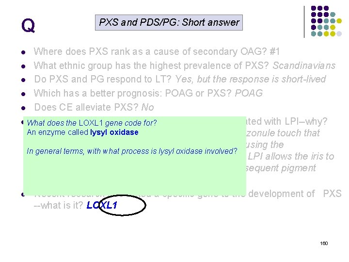 Q PXS and PDS/PG: Short answer Where does PXS rank as a cause of