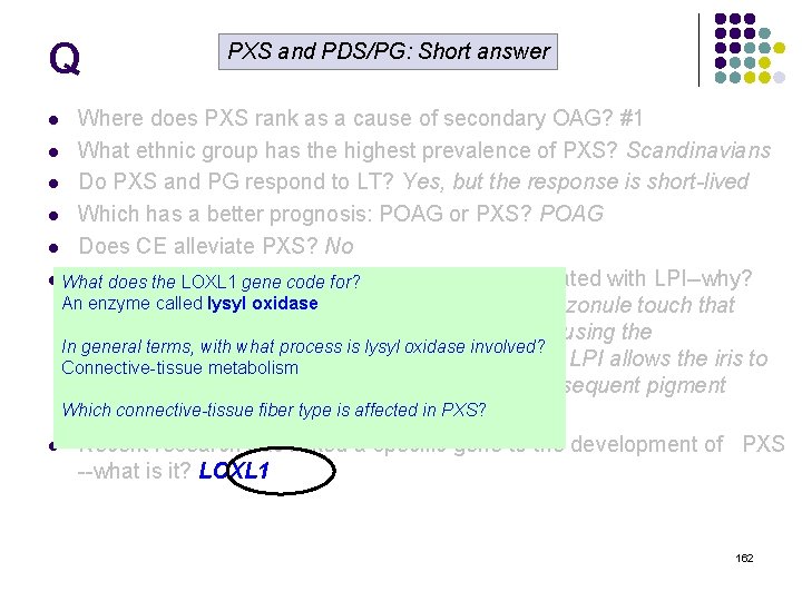 Q PXS and PDS/PG: Short answer Where does PXS rank as a cause of