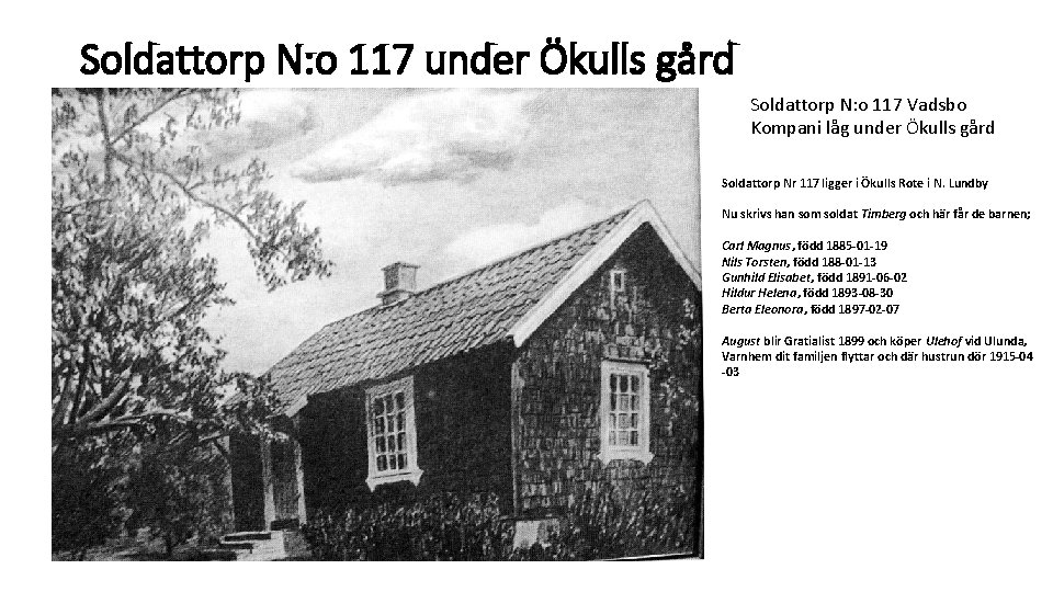 Soldattorp N: o 117 under Ökulls gård Soldattorp N: o 117 Vadsbo Kompani låg Soldattorp N: o 117 under Ökulls gård Soldattorp N: o 117 Vadsbo Kompani låg