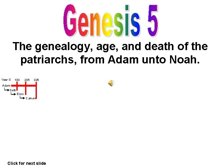 The genealogy, age, and death of the patriarchs, from Adam unto Noah. Year 0