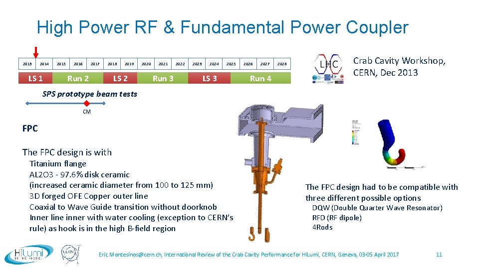 High Power RF & Fundamental Power Coupler 2013 2014 LS 1 2015 2016 2017