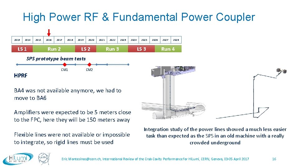 High Power RF & Fundamental Power Coupler 2013 2014 LS 1 2015 2016 2017