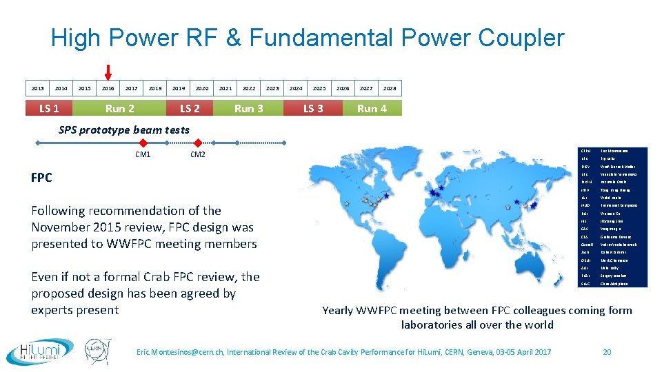 High Power RF & Fundamental Power Coupler 2013 2014 LS 1 2015 2016 2017