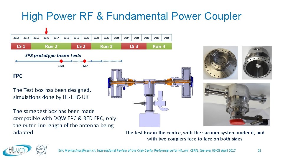 High Power RF & Fundamental Power Coupler 2013 2014 LS 1 2015 2016 2017