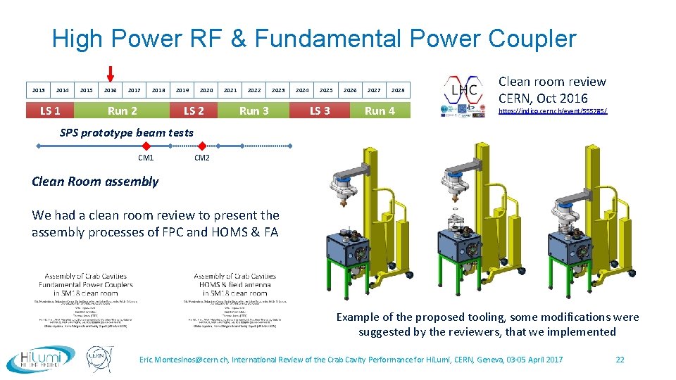 High Power RF & Fundamental Power Coupler 2013 2014 LS 1 2015 2016 2017