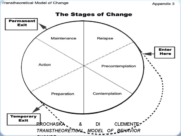 PROCHASKA & DI CLEMENTE: TRANSTHEORETICAL MODEL OF BEHAVIOR PROCHASKA & DI CLEMENTE: TRANSTHEORETICAL MODEL OF BEHAVIOR