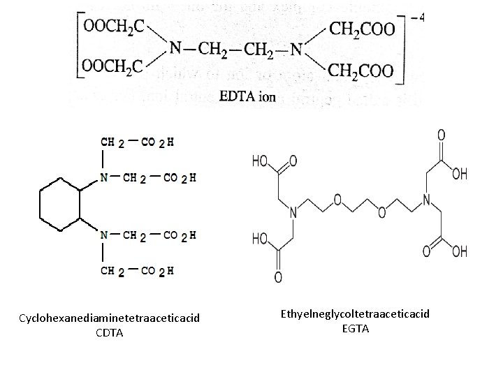 Cyclohexanediaminetetraaceticacid CDTA Ethyelneglycoltetraaceticacid EGTA Cyclohexanediaminetetraaceticacid CDTA Ethyelneglycoltetraaceticacid EGTA
