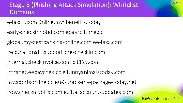 Stage 3 (Phishing Attack Simulation): Whitelist Domains e‐faxxit. com 0 nline. myhbenefits. today early‐checkinhotel.