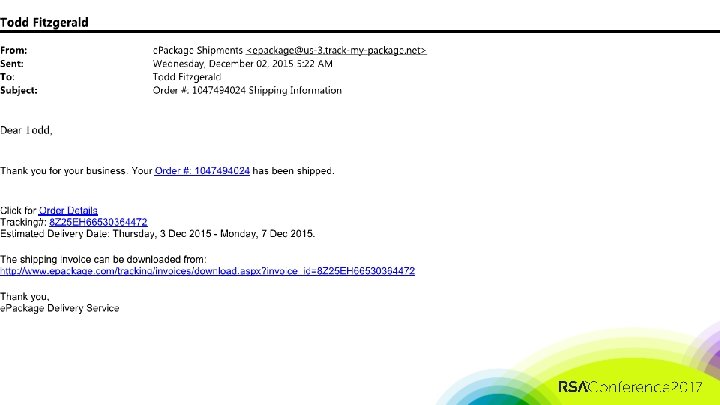 #RSAC Launch Phishing Attack (Shipping Order) 