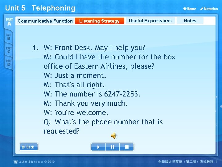 Unit 5 Telephoning Communicative Function Listening Strategy Useful Expressions Notes 