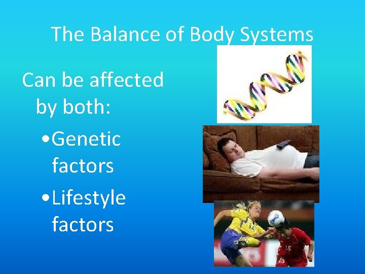 The Balance of Body Systems Can be affected by both: • Genetic factors •