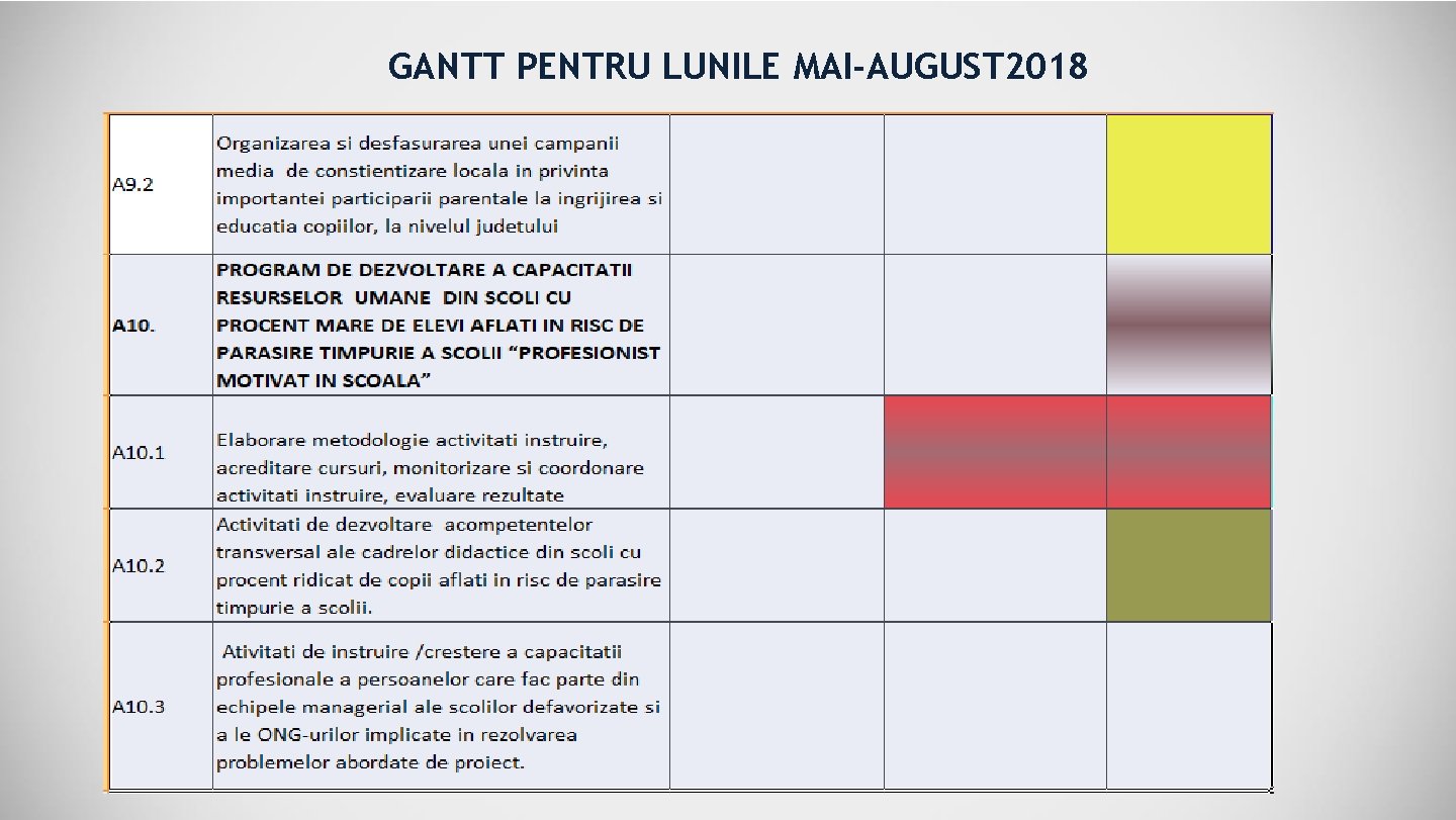 GANTT PENTRU LUNILE MAI-AUGUST 2018 