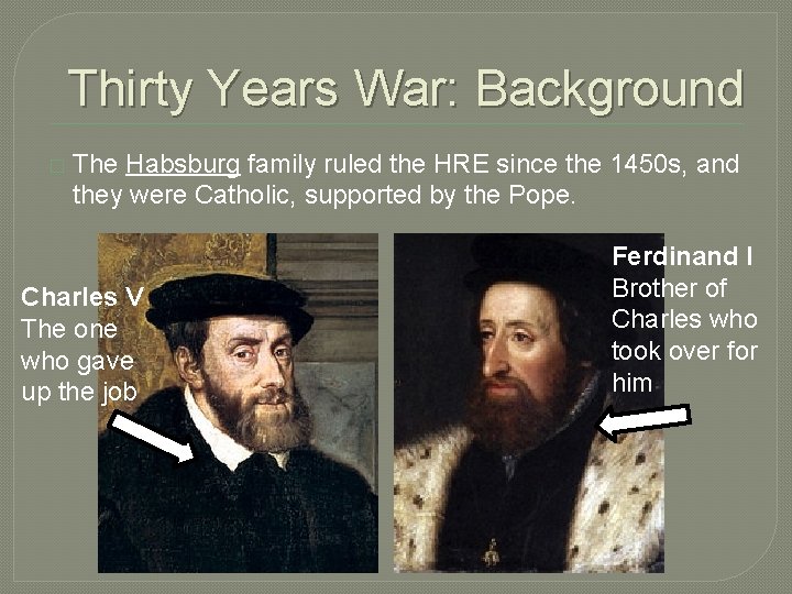 Thirty Years War: Background � The Habsburg family ruled the HRE since the 1450