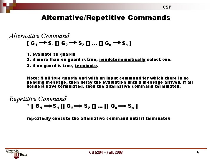 CSP Alternative/Repetitive Commands Alternative Command [ G 1 S 1 [] G 2 S