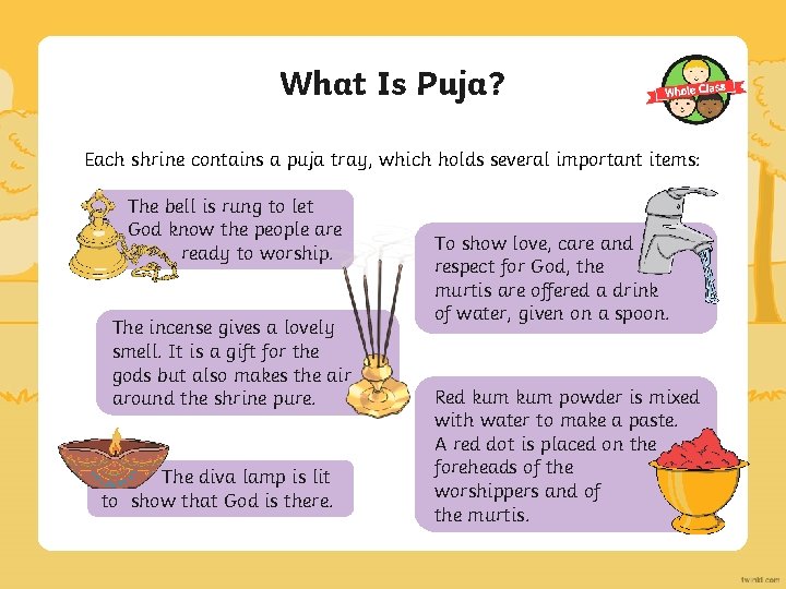 What Is Puja? Each shrine contains a puja tray, which holds several important items: