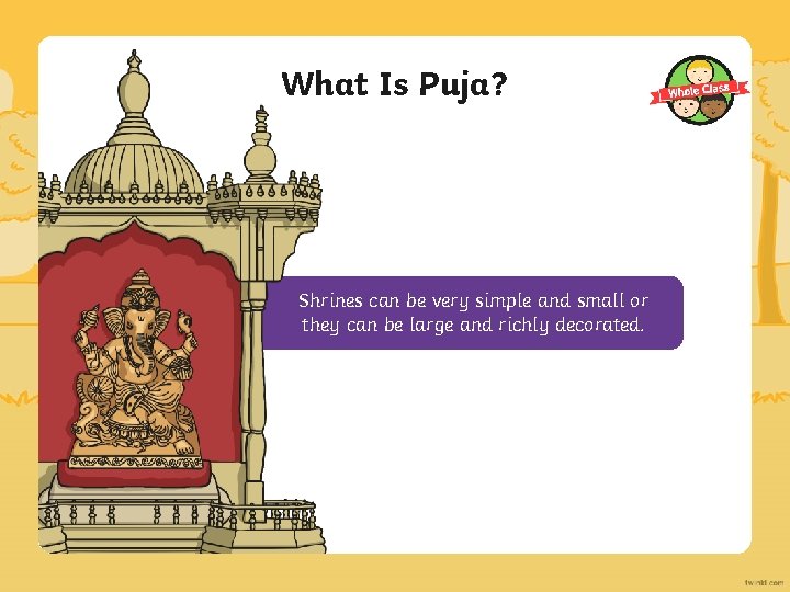 What Is Puja? Puja involves praying to deities (murtis). A murti an image statue