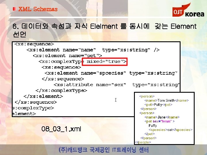 XML Schemas 6. 데이터와 속성과 자식 Elelment 를 동시에 갖는 Element 선언 08_03_1. xml