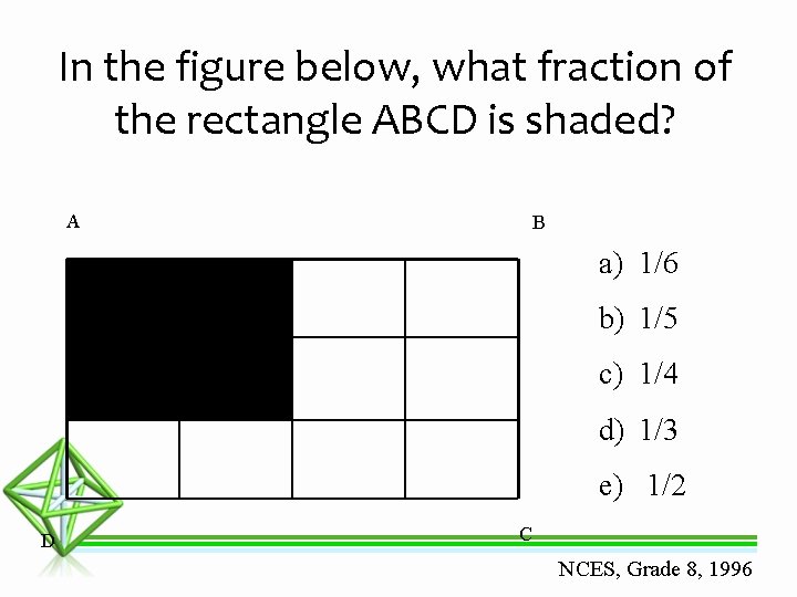 In the figure below, what fraction of the rectangle ABCD is shaded? A B