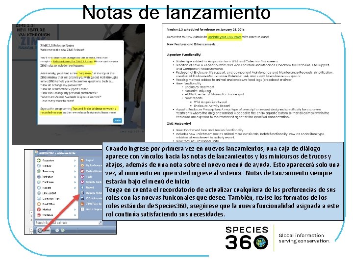 Notas de lanzamiento Cuando ingrese por primera vez en nuevos lanzamientos, una caja de