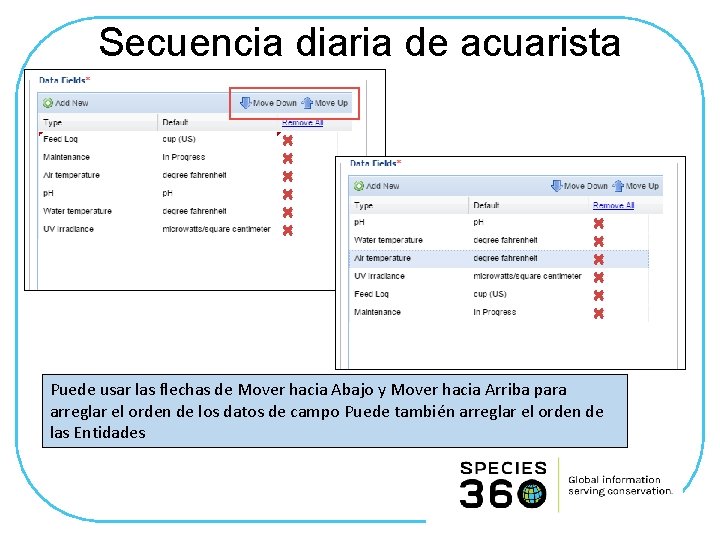 Secuencia diaria de acuarista Puede usar las flechas de Mover hacia Abajo y Mover