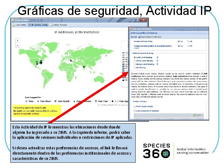 Gráficas de seguridad, Actividad IP Esta Actividad de IP le muestras las ubicaciones desde