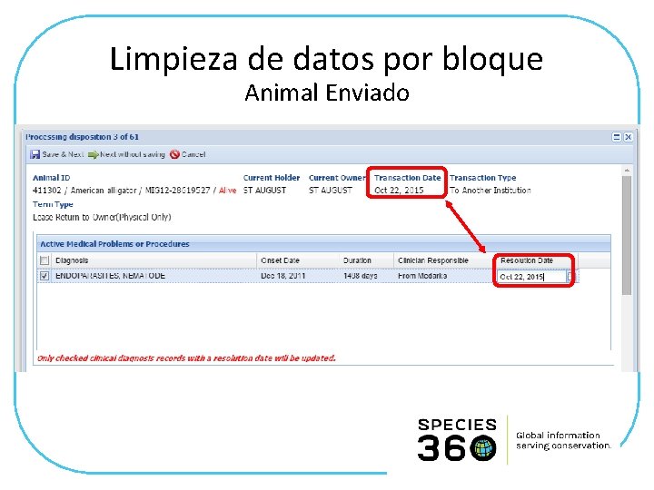 Limpieza de datos por bloque Animal Enviado 