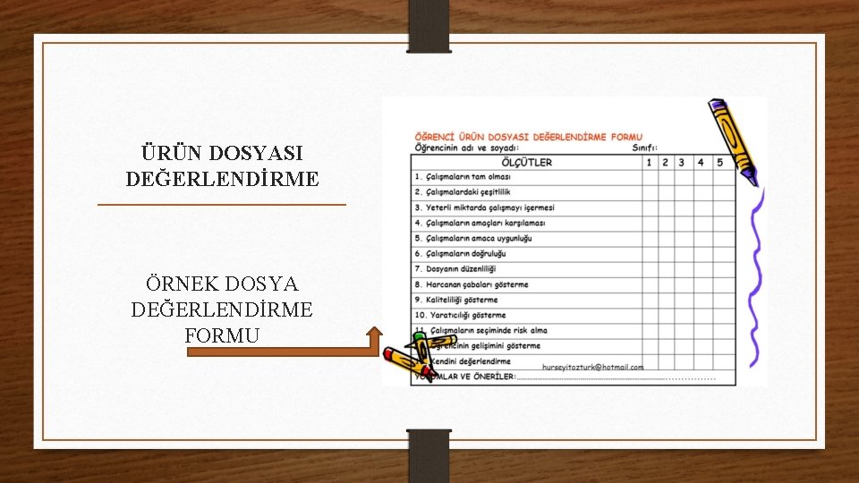 ÜRÜN DOSYASI DEĞERLENDİRME ÖRNEK DOSYA DEĞERLENDİRME FORMU 