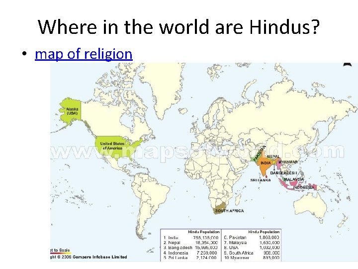 Where in the world are Hindus? • map of religion 