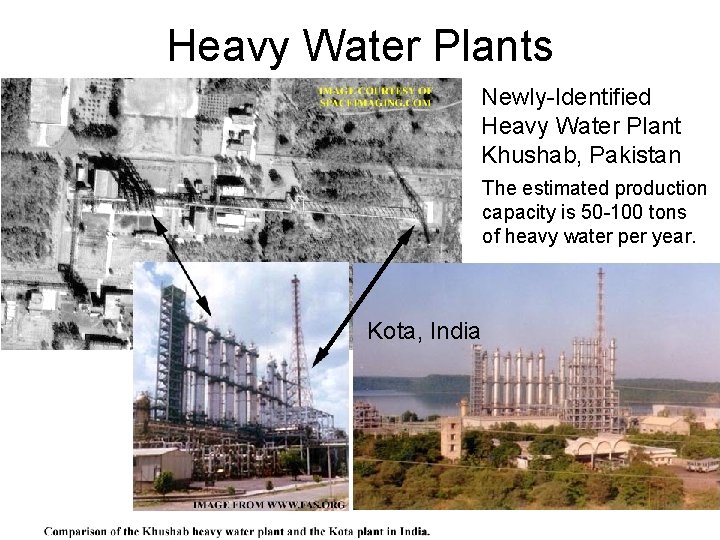 Heavy Water Plants Newly-Identified Heavy Water Plant Khushab, Pakistan The estimated production capacity is