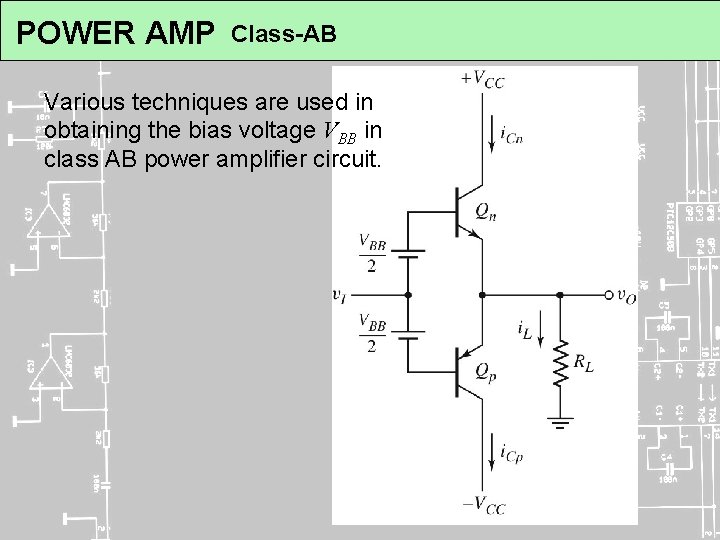 POWER AMP Class-AB Various techniques are used in obtaining the bias voltage VBB in