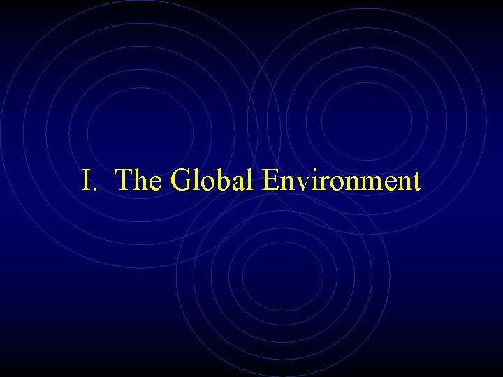 I. The Global Environment 