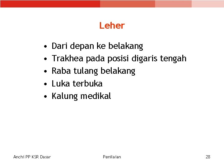 Leher • • • Anchi PP KSR Dasar Dari depan ke belakang Trakhea pada Leher • • • Anchi PP KSR Dasar Dari depan ke belakang Trakhea pada