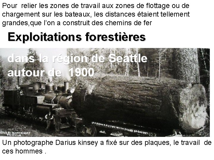 Pour relier les zones de travail aux zones de flottage ou de chargement sur