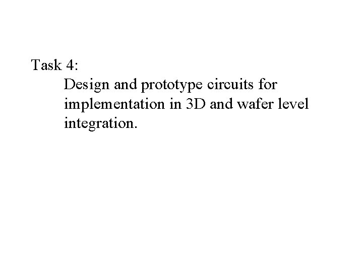 Task 4: Design and prototype circuits for implementation in 3 D and wafer level