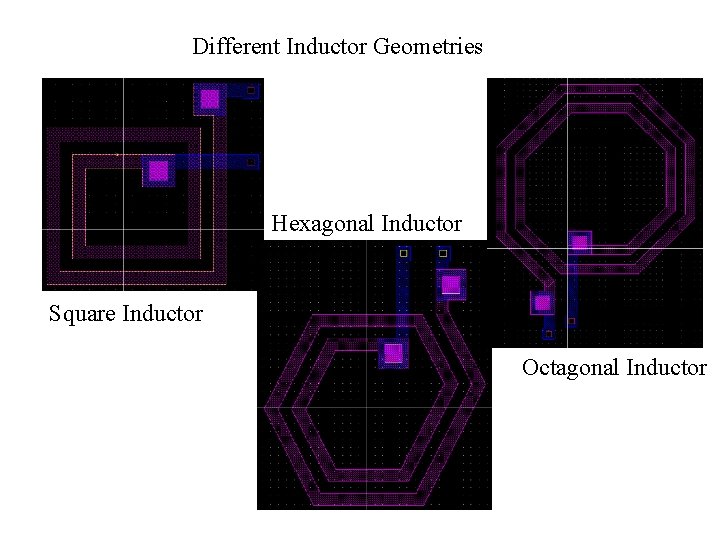 Different Inductor Geometries Hexagonal Inductor Square Inductor Octagonal Inductor 