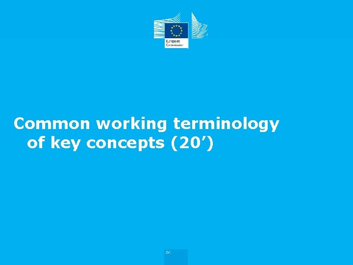 Common working terminology of key concepts (20’) 