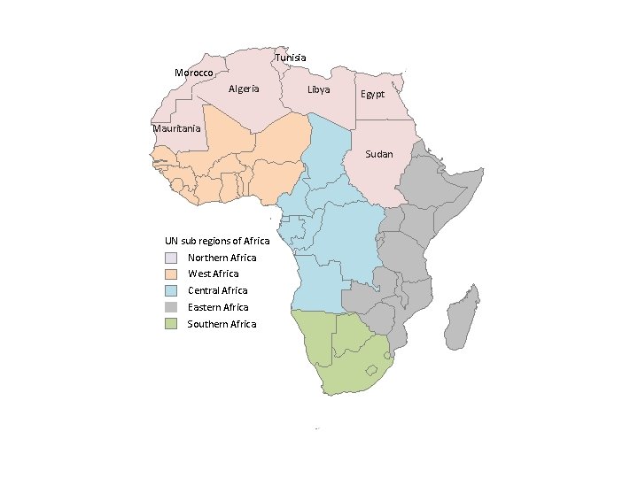 Tunisia Morocco Algeria Libya Egypt Mauritania Sudan UN sub regions of Africa Northern Africa
