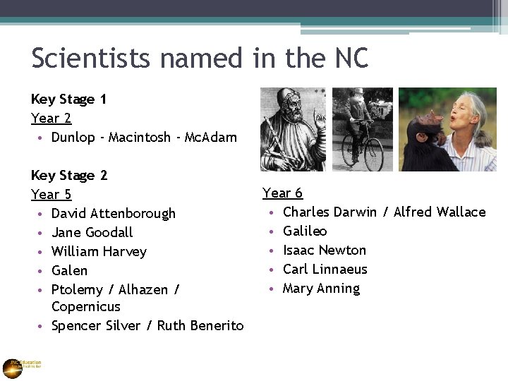 Scientists named in the NC Key Stage 1 Year 2 • Dunlop - Macintosh