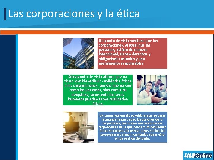 Las corporaciones y la ética Un punto de vista sostiene que las corporaciones, al