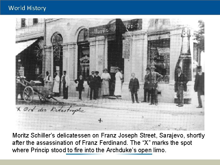 World History Moritz Schiller’s delicatessen on Franz Joseph Street, Sarajevo, shortly after the assassination