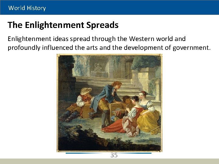 World History The Enlightenment Spreads Enlightenment ideas spread through the Western world and profoundly