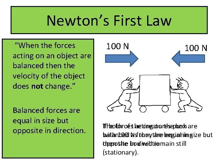 Newton’s First Law “When the forces acting on an object are balanced then the Newton’s First Law “When the forces acting on an object are balanced then the