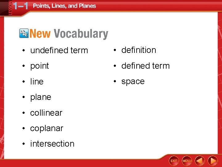  • undefined term • definition • point • defined term • line •