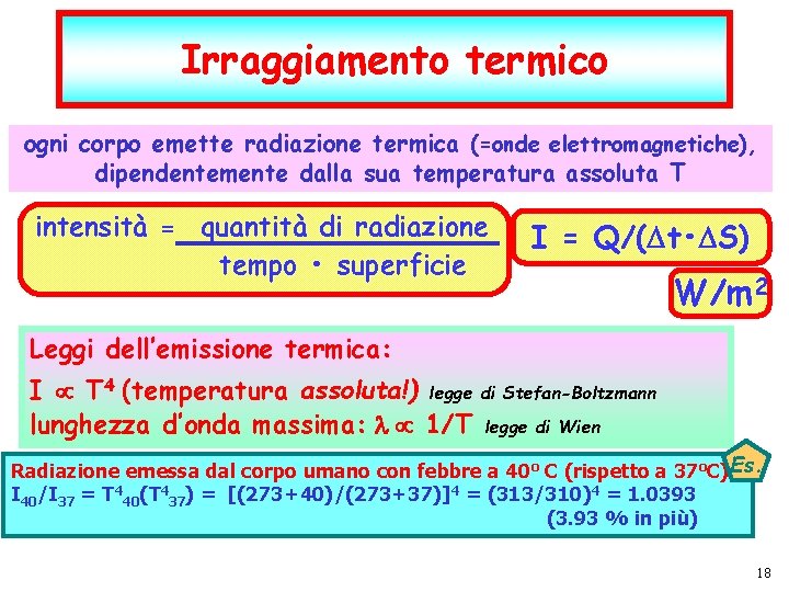 Irraggiamento termico ogni corpo emette radiazione termica (=onde elettromagnetiche), dipendentemente dalla sua temperatura assoluta