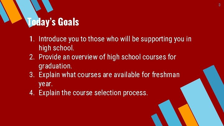 3 Today’s Goals 1. Introduce you to those who will be supporting you in