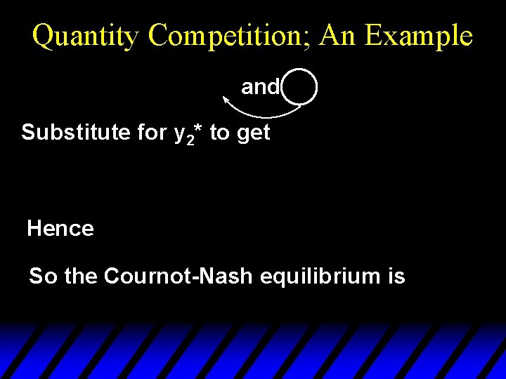 Quantity Competition; An Example and Substitute for y 2* to get Hence So the